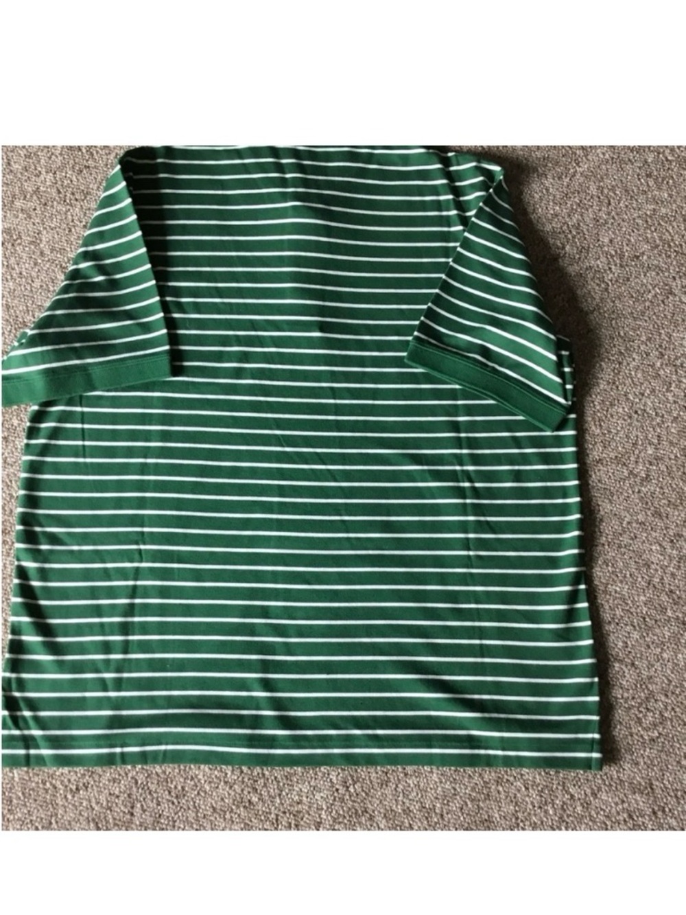 Lands' End Men’s XL Pima Cotton Polo Shirt Green White Striped Golf Polo NWT - Picture 6 of 7